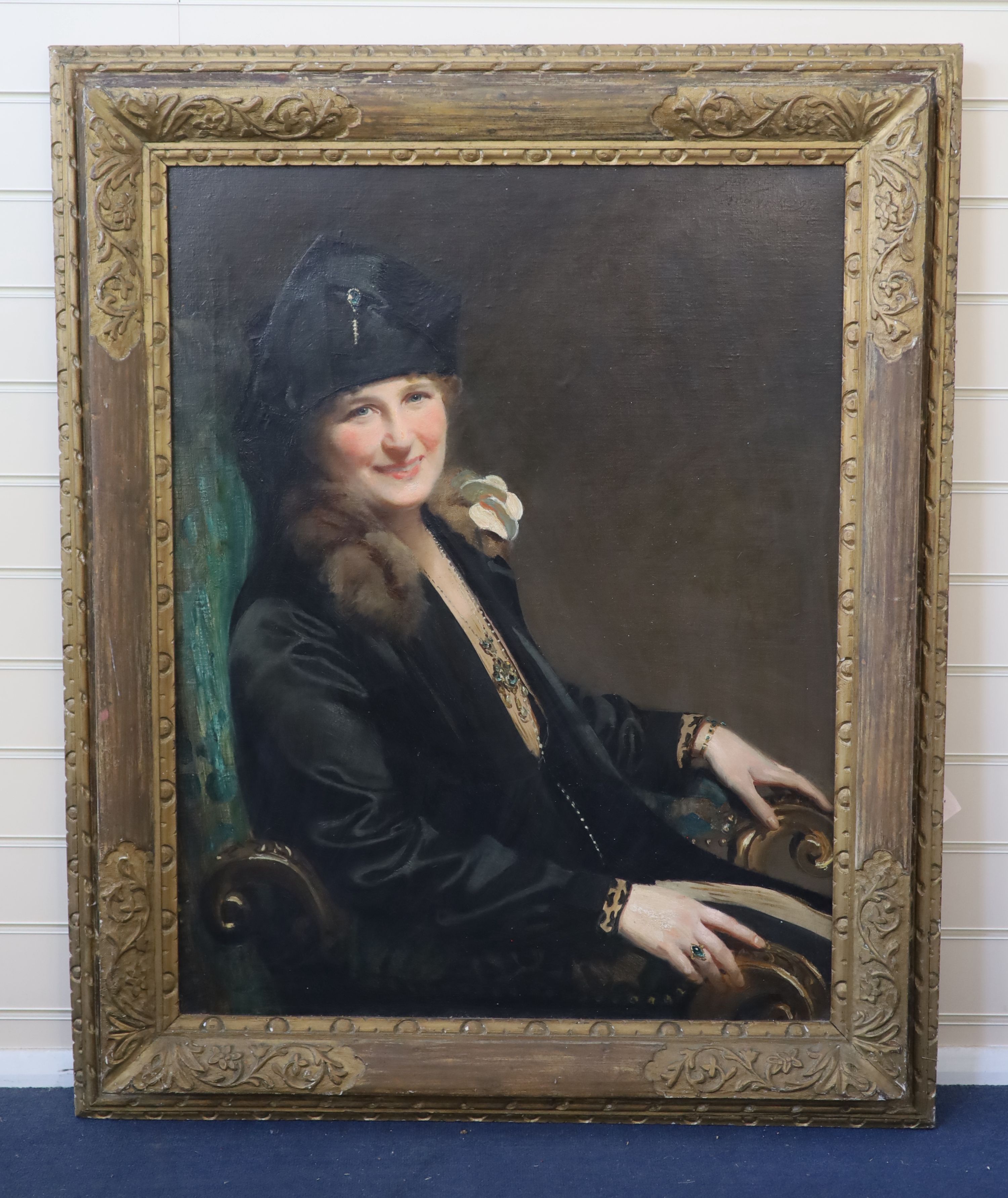 Frank Owen Salisbury (1874-1962), Portrait of of the artists wife, Alice Maude Greenwood, Oil on canvas, 90 x 70cm.
